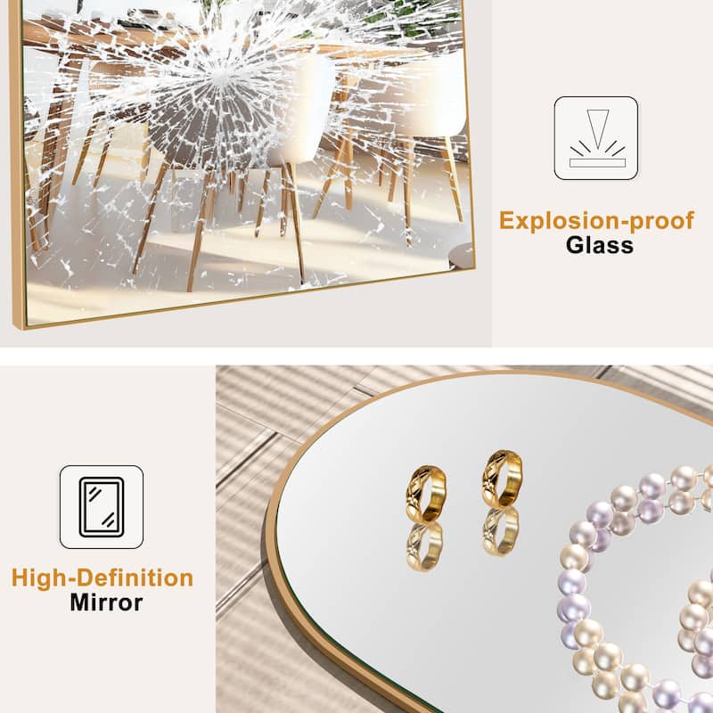 Arched Full-Length Standing Wood Floor Mirror, Wall Mirror