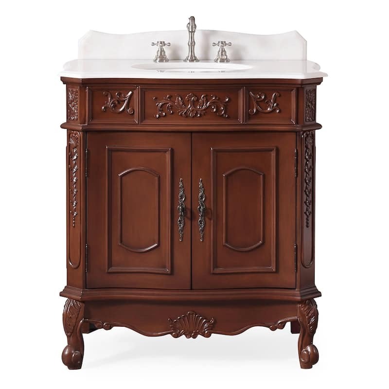 33" Unique Classic Benson Bathroom Sink Vanity - Brown