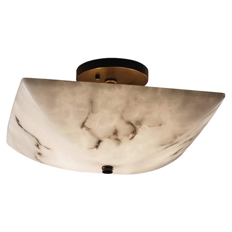 Copper Grove Nierembergia Dark Bronze Alabaster Semi-flush Mount
