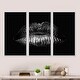preview thumbnail 6 of 12, Designart "Sexy Golden Metallized Female Lips I" Modern Framed Canvas Wall Art Set of 3 - 4 Colors of Frames 36 in. wide x 20 in. high - 3 Panels - White
