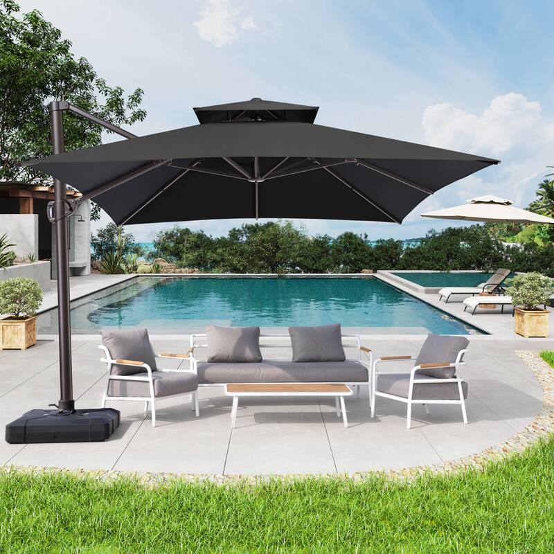 VredHom Patio Offset Umbrella 360 Degree Rotation without Base