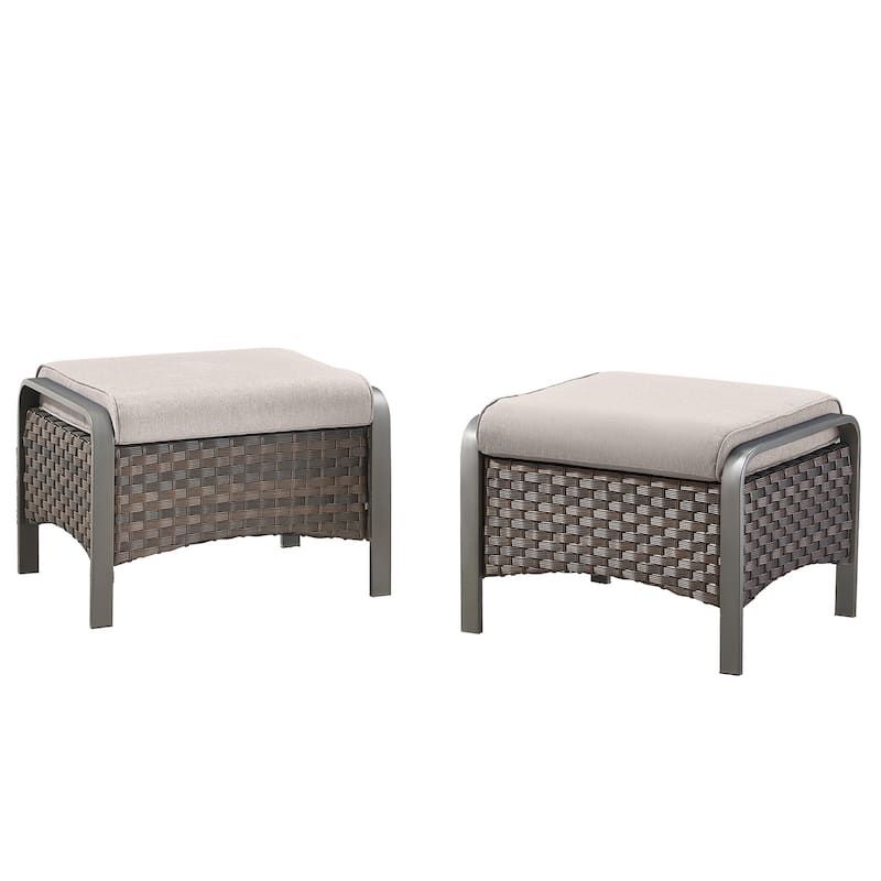 4 Piece Outdoor Patio Rattan Chair with Ottomans