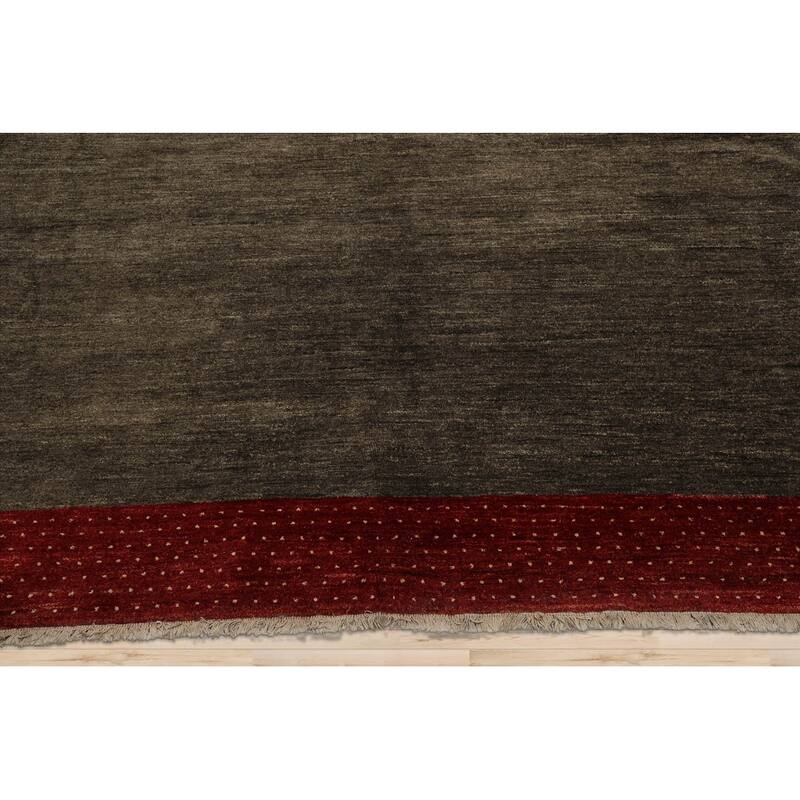 Hand Knotted Gabbeh Mossy Gray Wool Traditional Oriental Area Rug - 8' 4'' x 8' 4''