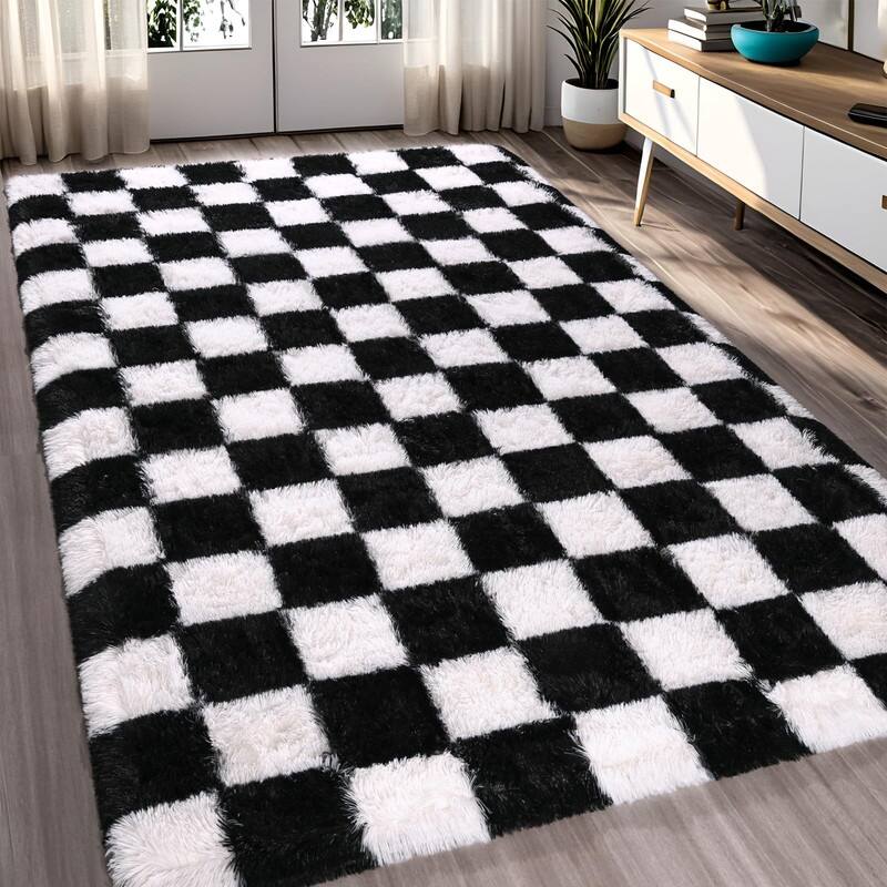 Rugs for Bedroom Living Room, Black and White