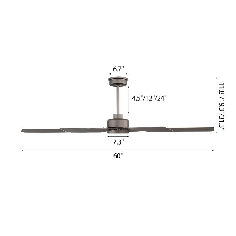 MLiAN 60/72 inch 8 Blades Indoor LED Ceiling Fan with Remote control