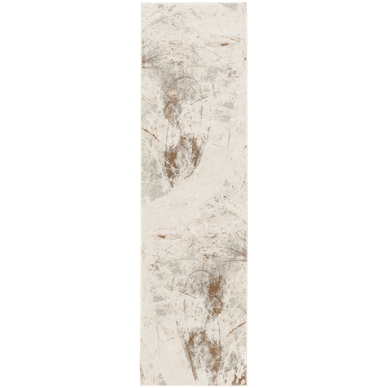 Nourison Desire Indoor only Grey Abstract Area Rug - 2' 3" x 7' 6" - Grey/Blue/Cream - Runner