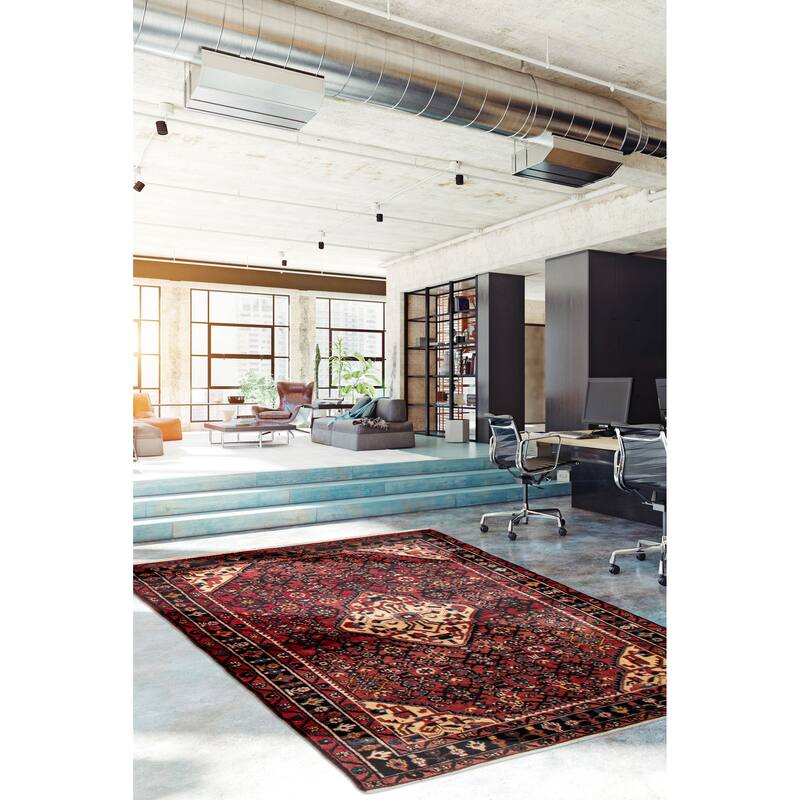 ECARPETGALLERY Hand-knotted Andelz Red Wool Rug - 4'5 x 6'8