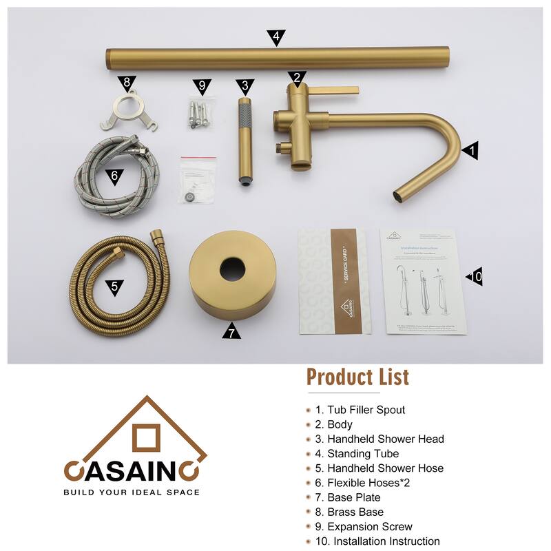 CASAINC Freestanding Single-Handle Bathtub Faucet with Hand Shower