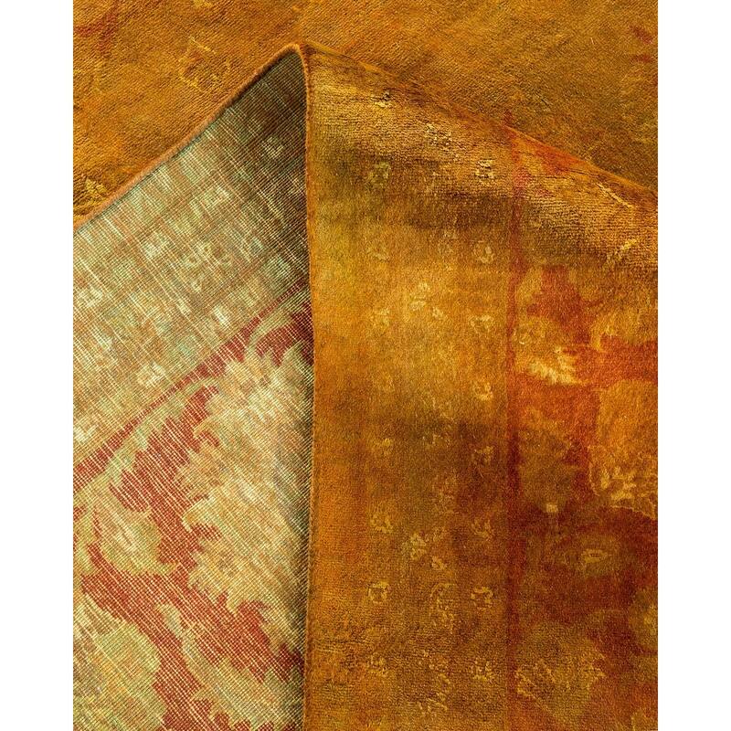 Overton Hand Knotted Wool Vintage Inspired Modern Contemporary Overdyed Brown Area Rug - 9' 2" x 12' 1"