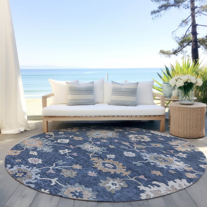 Machine Washable Indoor/ Outdoor Traditional Persian Chantille Rug