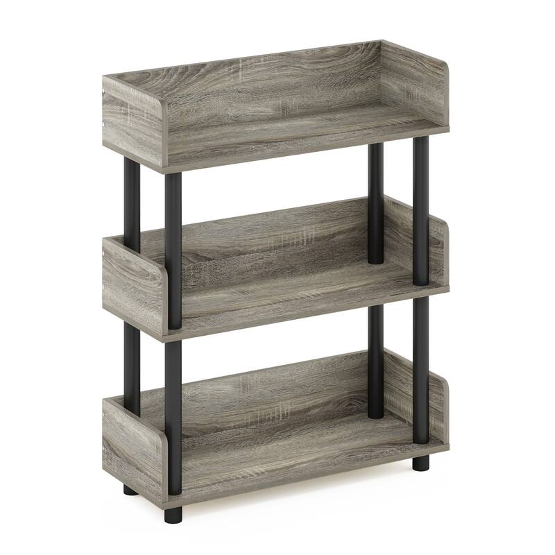 Furinno Turn-N-Tube 3-Tier Toolless Freestanding Multipurposes Display Rack, Espresso - French Oak/Black