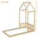 preview thumbnail 5 of 19, Twin Size House-shaped Roof Headboard Floor Bed (without slats)