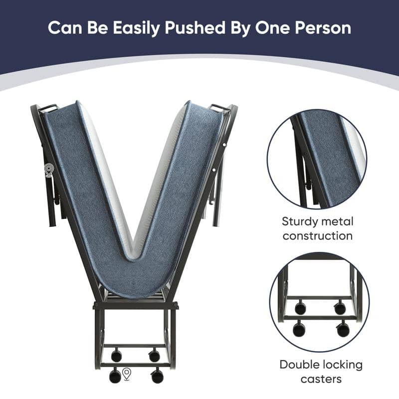 Mixoy Folding Bed with 5''Mattress,Portable Foldable Roll Away Adult Bed for Guest,with Dustproof Bag & Baffle,Twin Size
