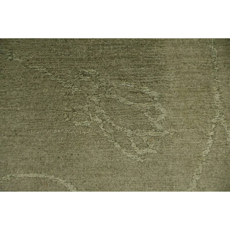 Hand Knotted Oriental 100% Wool Carpet Modern Abstract Green Nepalese Area Rug - 8' 11'' X 6' 4''