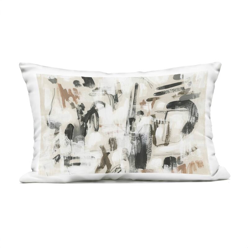 Stupell Chaotic Earthy Strokes Printed Outdoor Throw Pillow Design by June Erica Vess - Accent - Polyester - Beige - Single