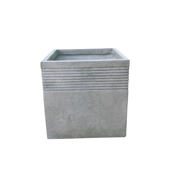 small garden patio container Mighty; Concrete Planter with accordion texture Small