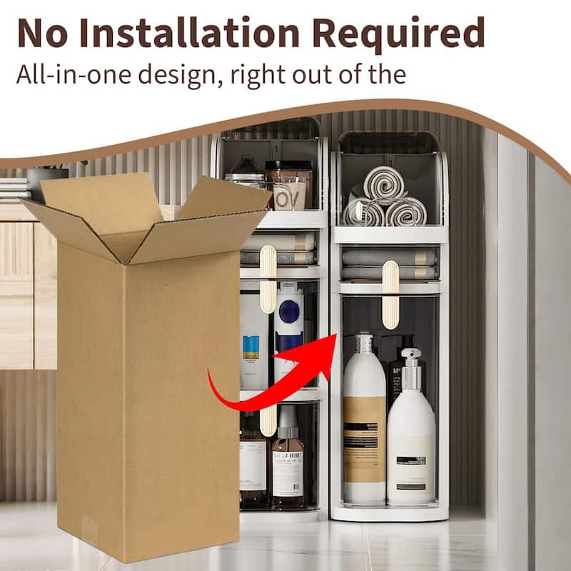 Bathroom Storage Cabinet with Wheels - 3-Tier Slim Narrow Organizer for Small Spaces, Transparent Drawers