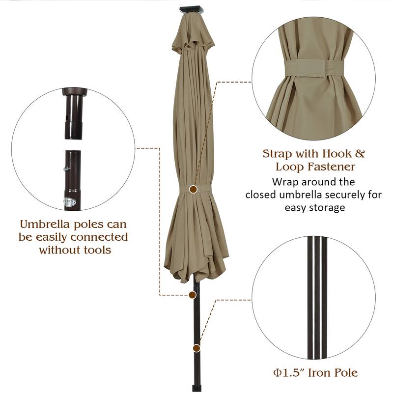 Costway 10' Solar LED Lighted Patio Market Umbrella Shade Tilt