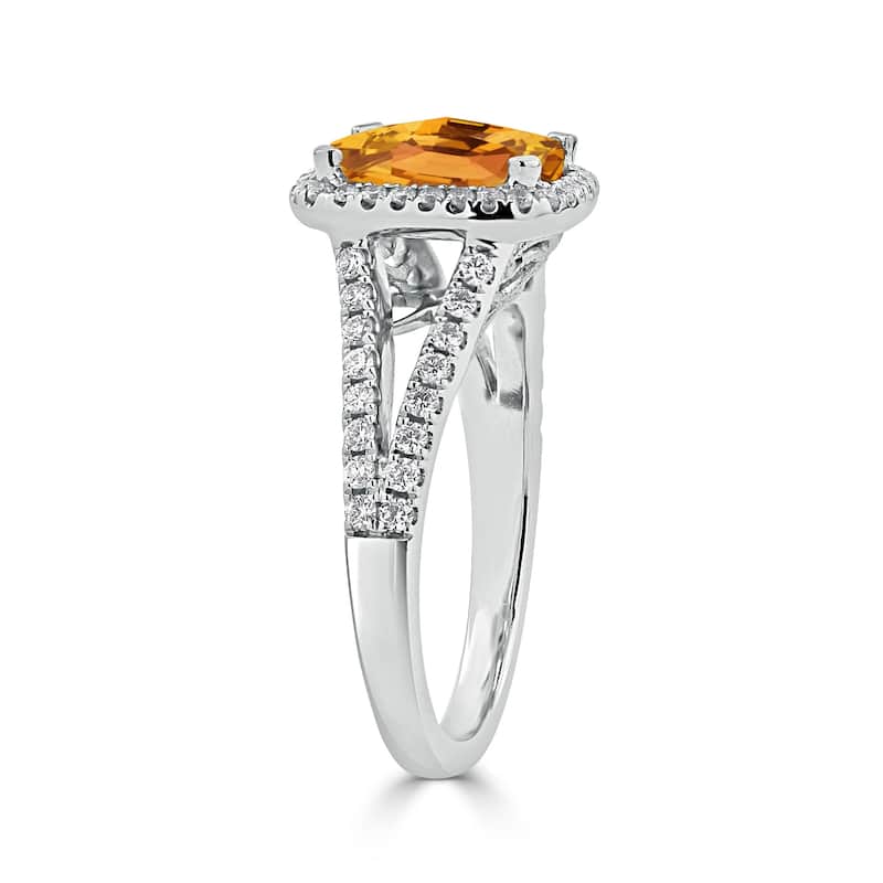 Auriya 1 5/8ct Cushion-cut Citrine and Halo Diamond Engagement Ring 3/8cttw 14K Gold