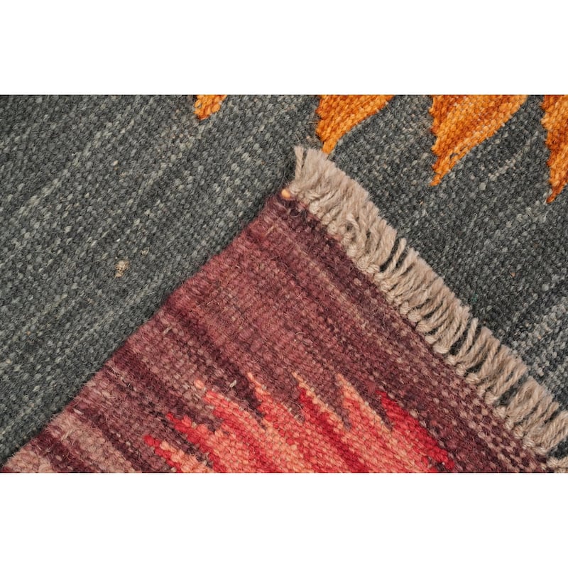 Hand Woven Oriental 100% Wool Carpet Southwestern Tribal Multi-Colored Kilim Area Rug - 12' 11'' X 10' 2''
