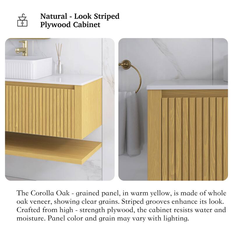 48" Wall-Mounted Bathroom Vanity with Ceramic Sink - 47.64'' x 18.9'' x 20.2''