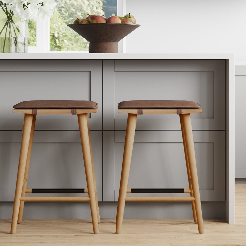 Nathan james nelson bar stool clearance with leather cushion and metal base