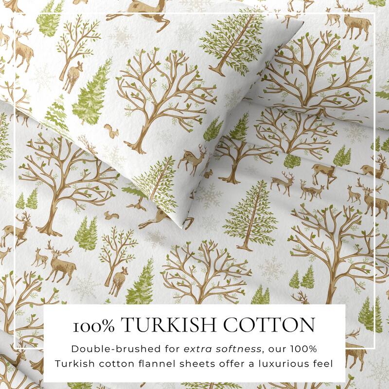 Linery & Co. Winter Turkish Cotton Double-Brushed Flannel Bed Sheet Set