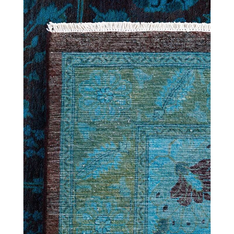 Fine Vibrance One-of-a-Kind Hand-Knotted Area Rug - Blue, 9' 0" x 11' 10" - 9' 0" x 11' 10"