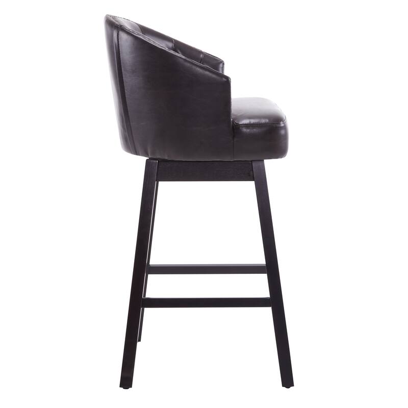 Roomfitters 33.25" Swivel Upholstered Counter Stools, Set of 2 Armless Bar Chairs with Rubberwood Frame and Footrest