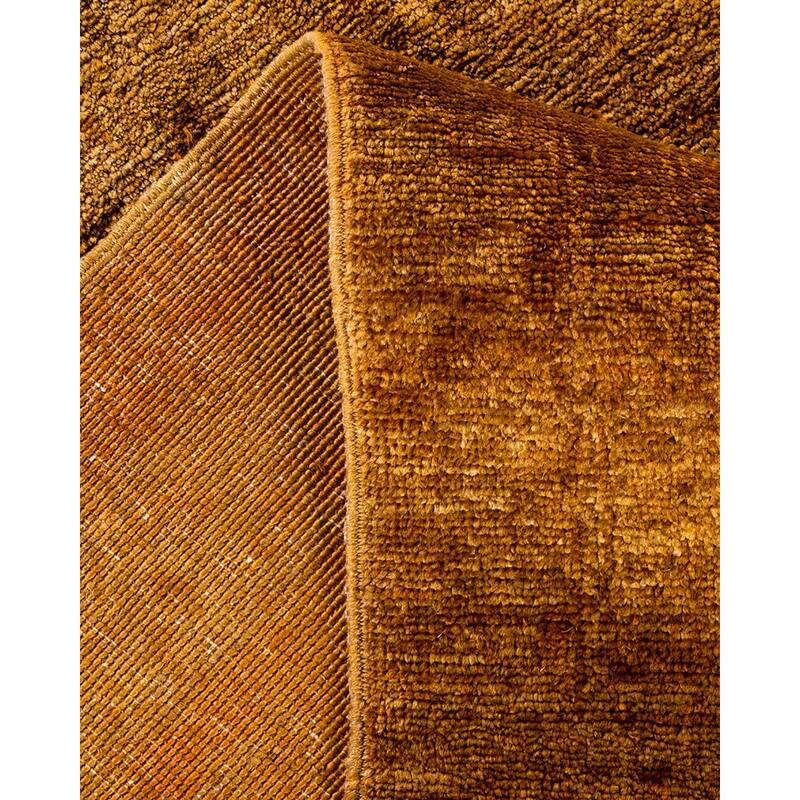 Overton Hand Knotted Wool Vintage Inspired Modern Contemporary Overdyed Gold Area Rug - 8' 1" x 9' 7"