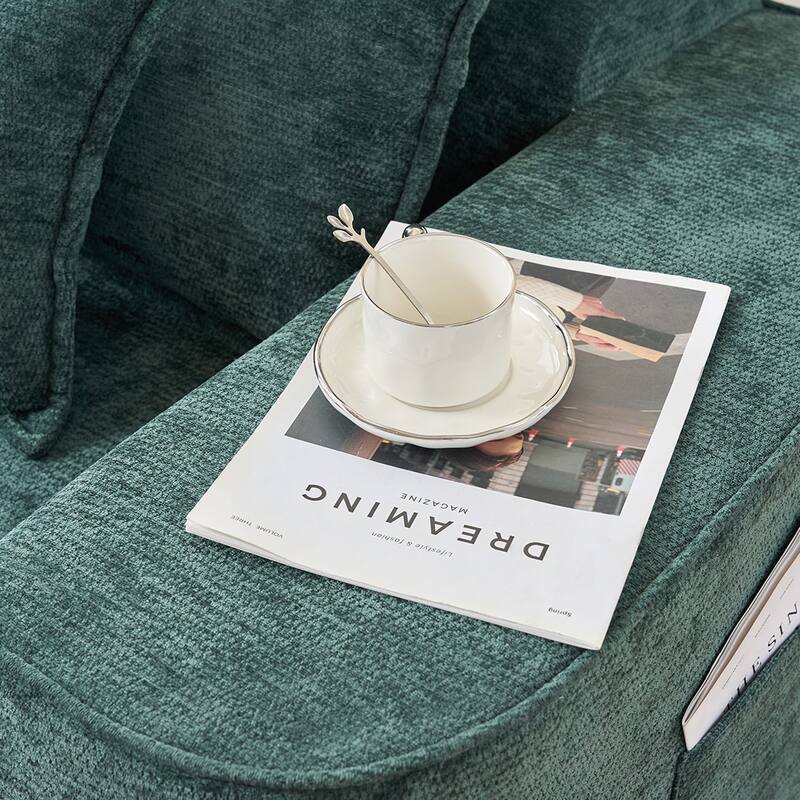 L Shaped Modular Sectional Sofa with Chaise Lounge, Chenille Upholstered Cloud Couch, Full Compressed Corner 4 Seat Sofa