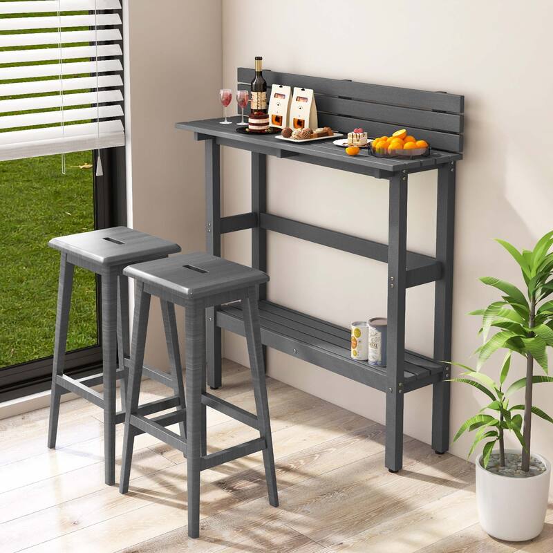 Costway 48" Outdoor Bar Table with Storage Shelf & Adjustable Foot - See Details