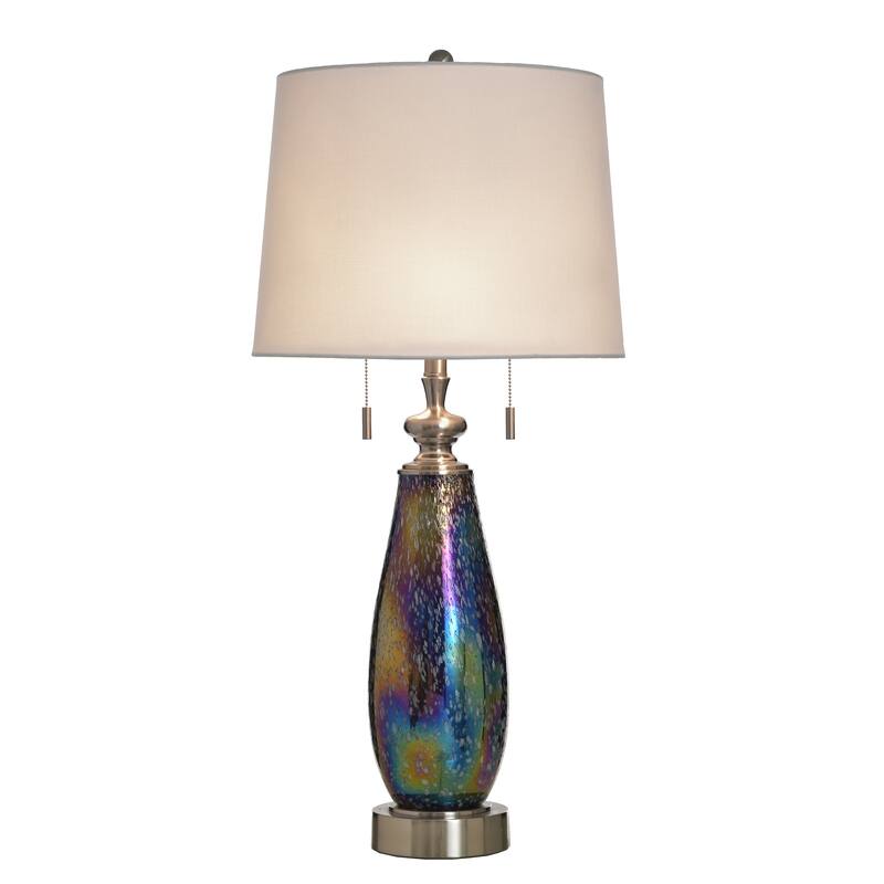 StyleCraft Glass Table Lamp - Wellen - White Shade