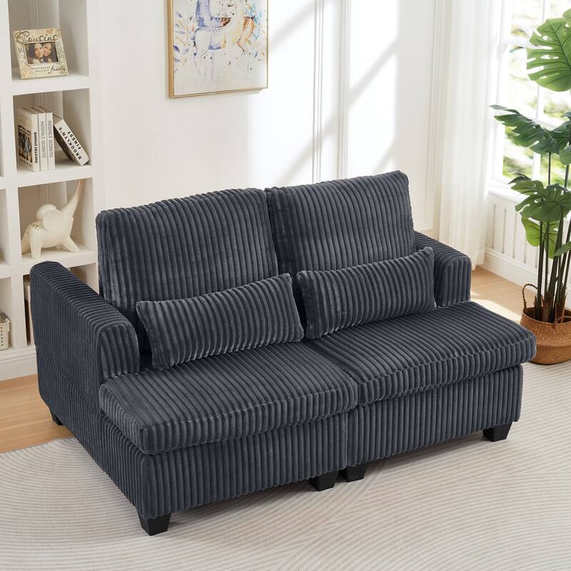 Chaise Lounge Sofa Chair, Loveseat with Adjustable Backrest, Convertible 2-Seater Sectional Sofa Chair
