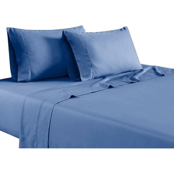 Tulsa 1200 Thread Count Tri Blend 6 Piece Full Sheet Set Blue By