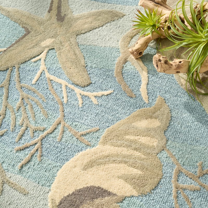 Nourison Home Waterside Indoor only Blue Graphic Area Rug