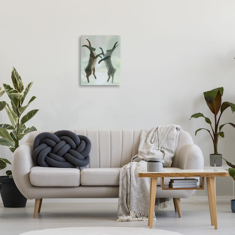 Stupell Boxing Hares Impression Canvas Wall Art Design By Kay Widdowson