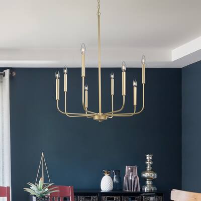 Modern Gold 8-Light Metal Chandelier Mid-century Island Light for Dining Room