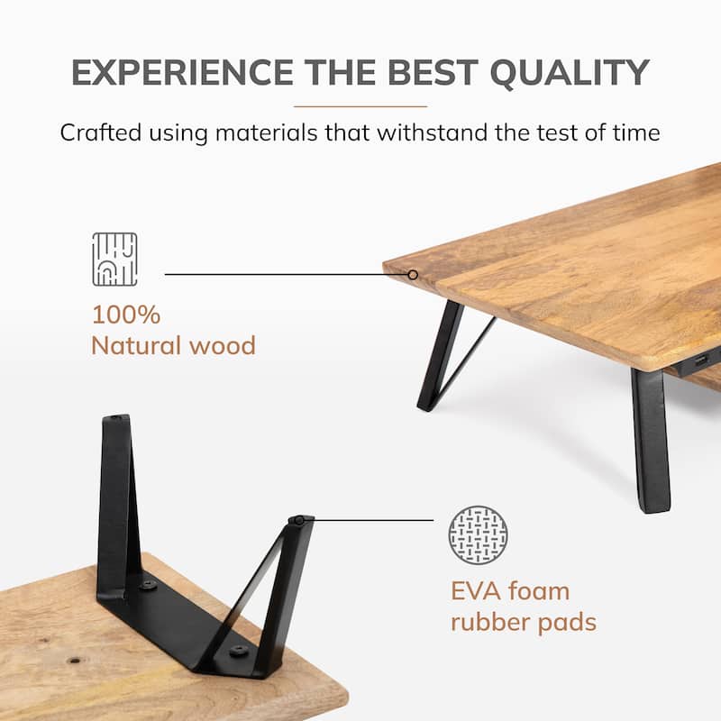 Jani Wood Monitor Stand Riser Desk - Ergonomic Design Stand, Desktop Organizer Table for Home, Office Workspace, Gaming Desk