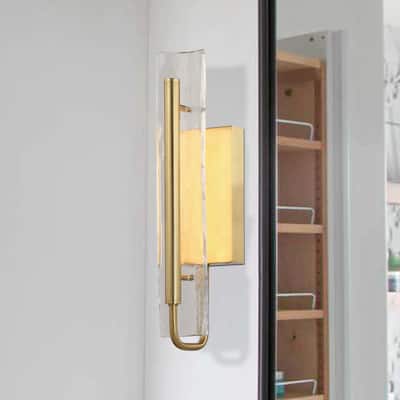 Perimost 17" Modern Gold Glass LED Bathroom Vanity Light Wall Sconce
