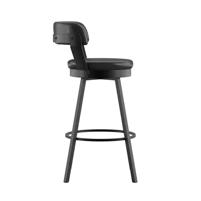 Harley Faux Leather Graphite Grey Metal Swivel Stools (Set of 2) by iNSPIRE Q Modern