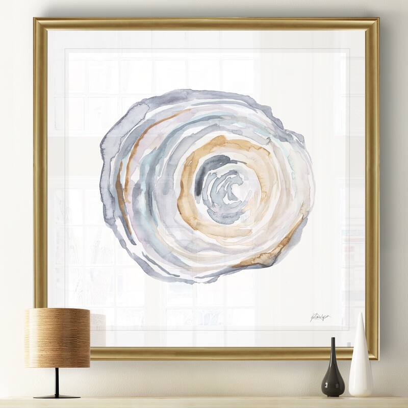 Watercolor Tree Ring IV -Black Framed Print