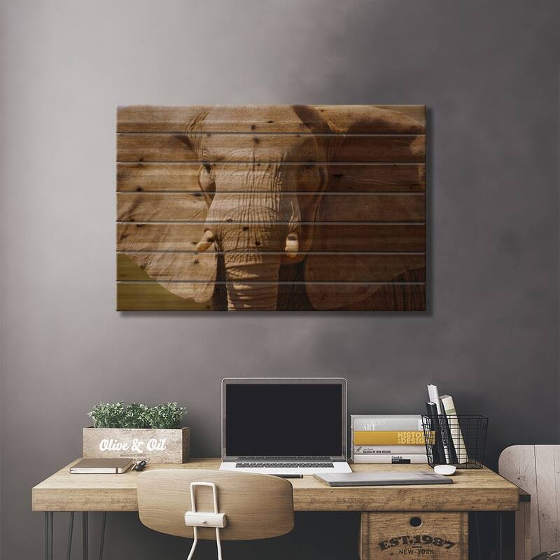 African Elephant Close Up, Amboseli National Park, Kenya Print On Wood by Gerry Ellis - Multi-Color