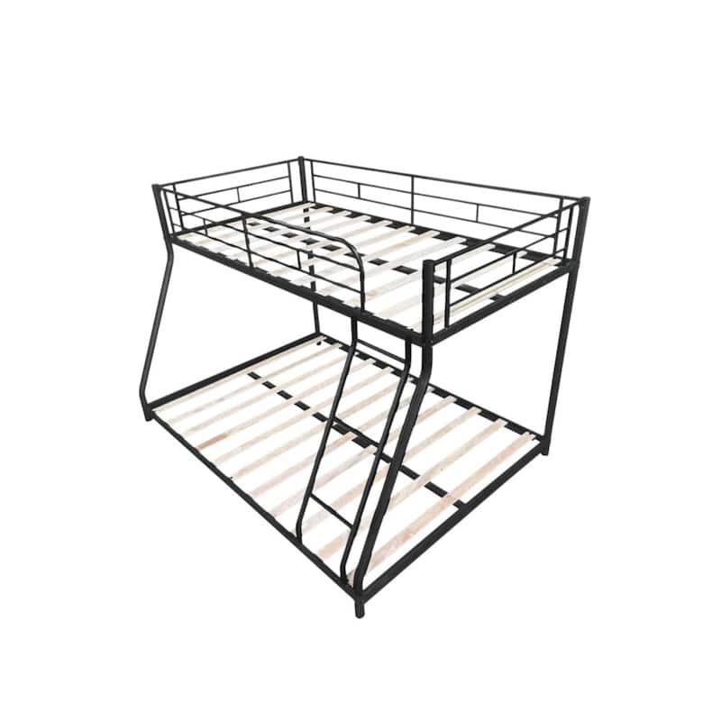 Heavy-duty Sturdy Metal Twin over Full Bunk Bed with Wooden Slat