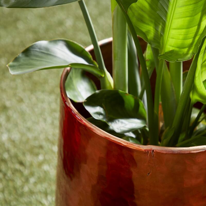 Aluminum Hammered Metal Glam Planter in Copper or Silver (Set of 3)