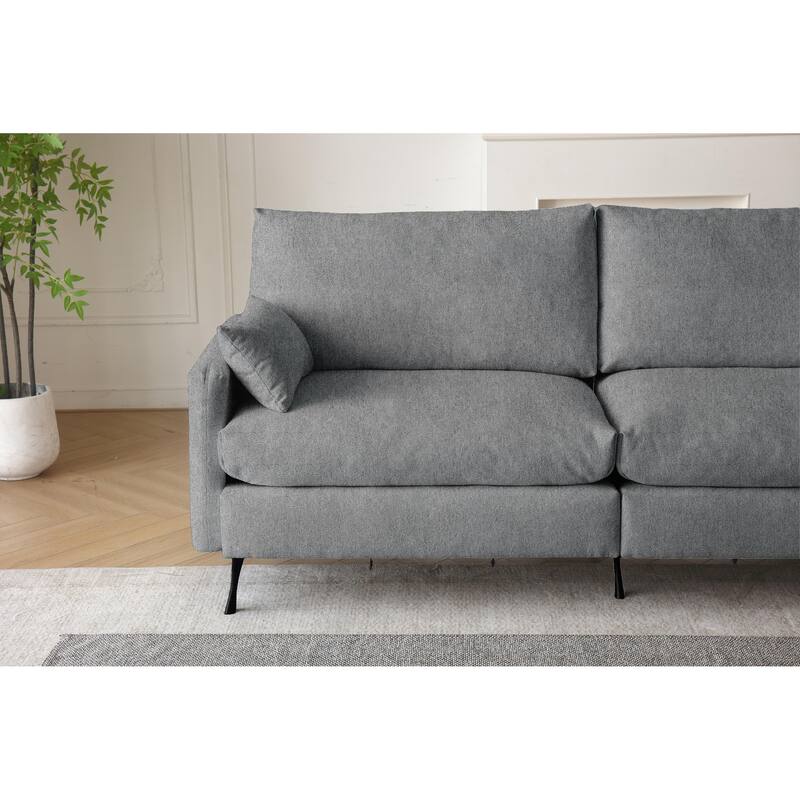 3-Seater Cloud Couch with Armrest and Toss Pillows, Grey Fabric Loveseat