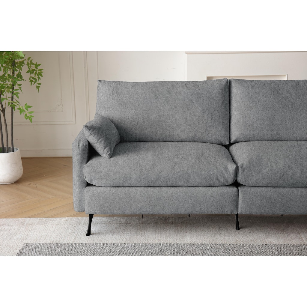 3-Seater Fabric Cloud Couch, Upholstered Sofa with 2 Armrest Pillows & 2 Toss Pillows, Loveseat Sofa with Storage Pockets