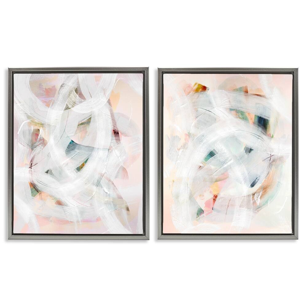Stupell Subtle & Soft Abstraction Framed Floater Canvas Wall Art Design By Gemma Bardot (Set of 2)