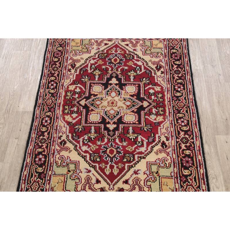 Stunning Geometric Heriz Oriental Area Rug Wool Hand-knotted - 3'11" x 5'10"