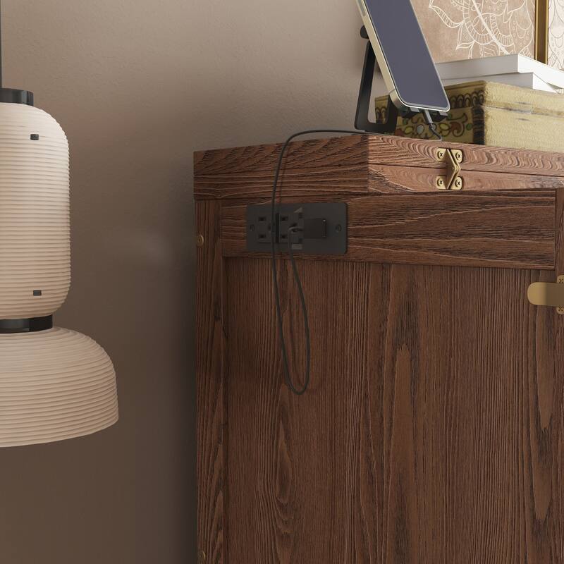 Queen Size Murphy Bed with USB Port and Removable Shelves on Each Side, Solid Pine Murphy Cabinet Bed for Home Office